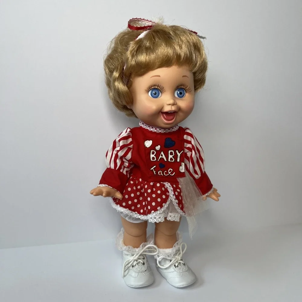 Vintage 1990 Galoob Baby Face So Playful Penny #10 Blue Eyes Red Outfit